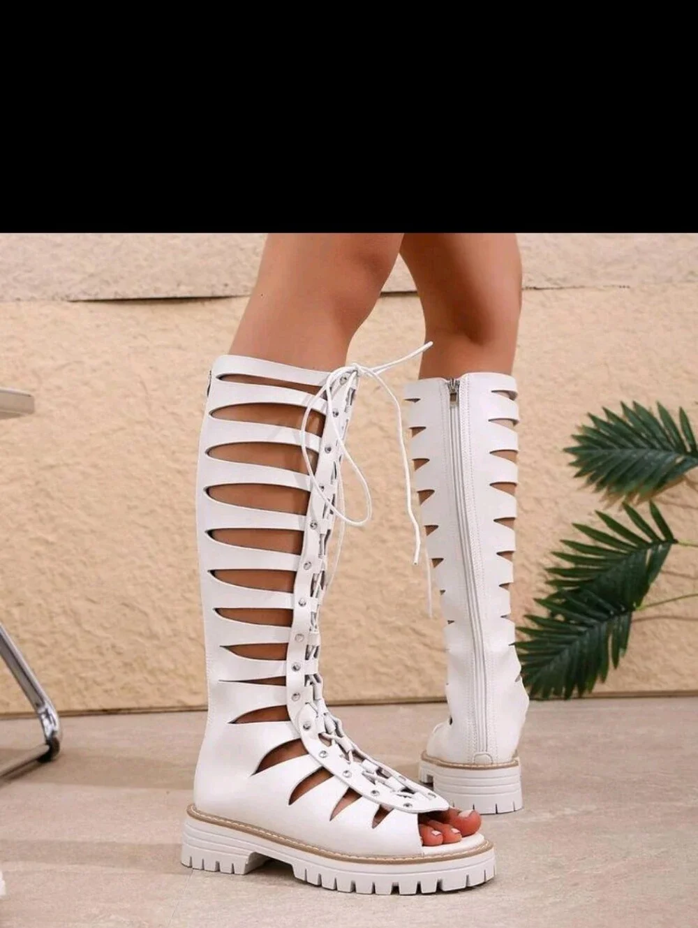 ●●SELLING FAST●●NEW Punk Style Lace-Up Back Zipper Rivet Hollow Out Sandals